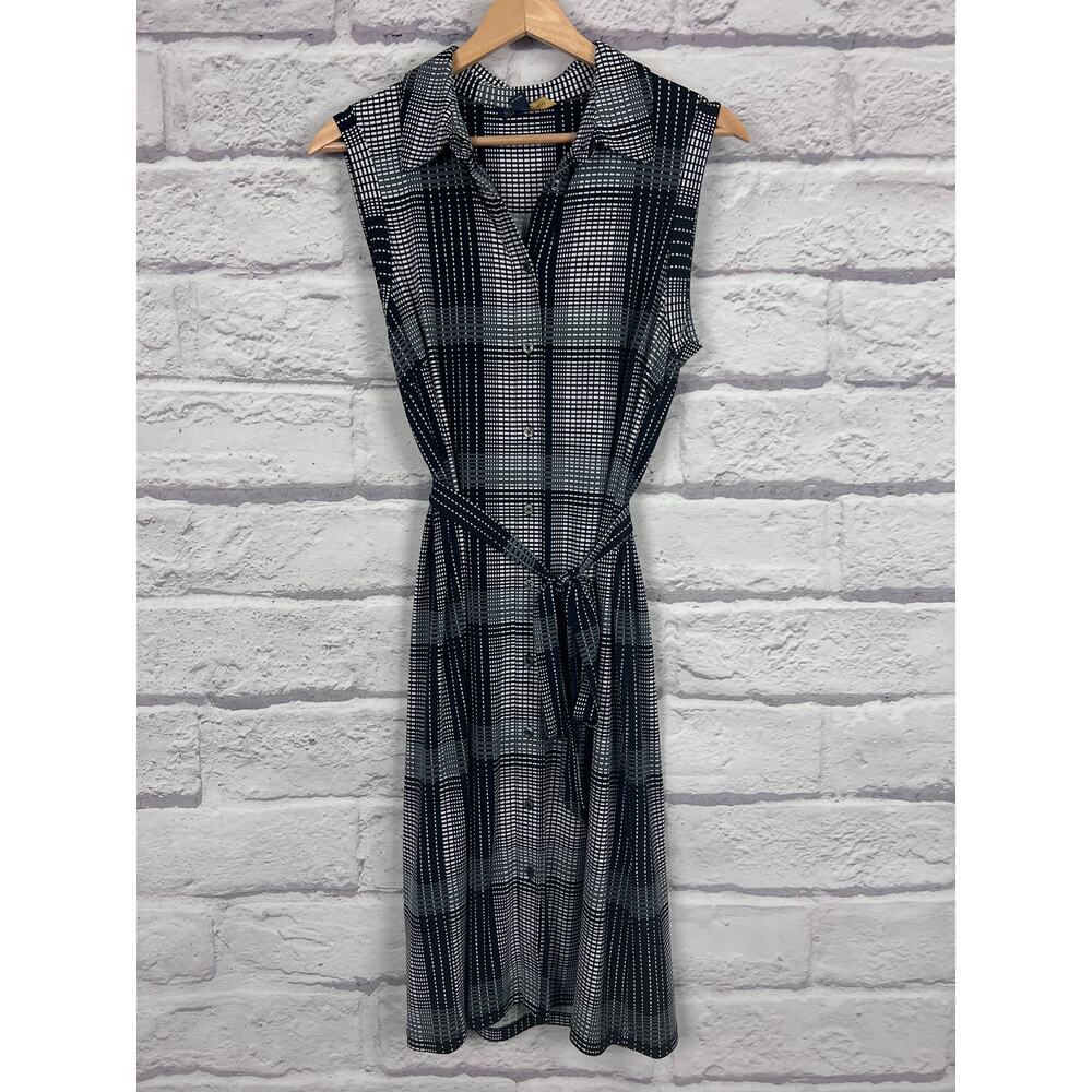 Brooks Brothers Grey Plaid Jersey Shirt Dress - M - Picture 3 of 9